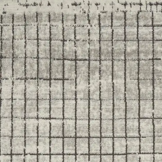 Ivory And Grey Abstract Power Loom Distressed Non Skid Area Rug Photo 1