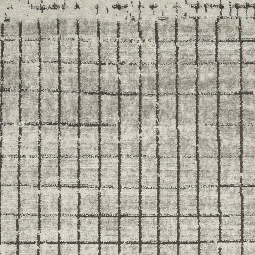 Ivory And Grey Abstract Power Loom Distressed Non Skid Area Rug Photo 1