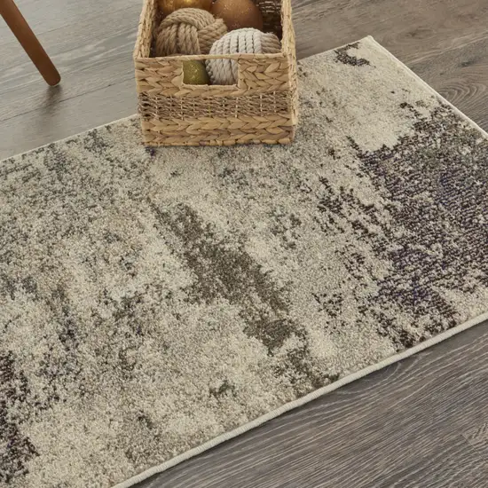 Ivory And Grey Abstract Power Loom Non Skid Area Rug Photo 8