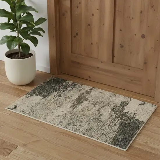 Ivory And Grey Abstract Power Loom Non Skid Area Rug Photo 1