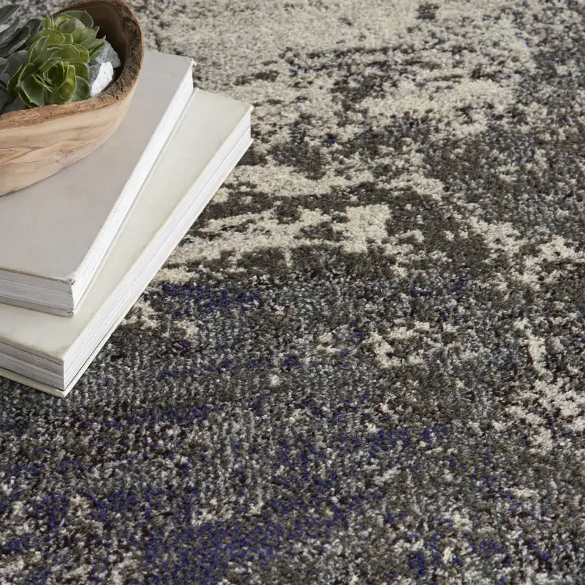 Ivory And Grey Abstract Power Loom Non Skid Area Rug Photo 8