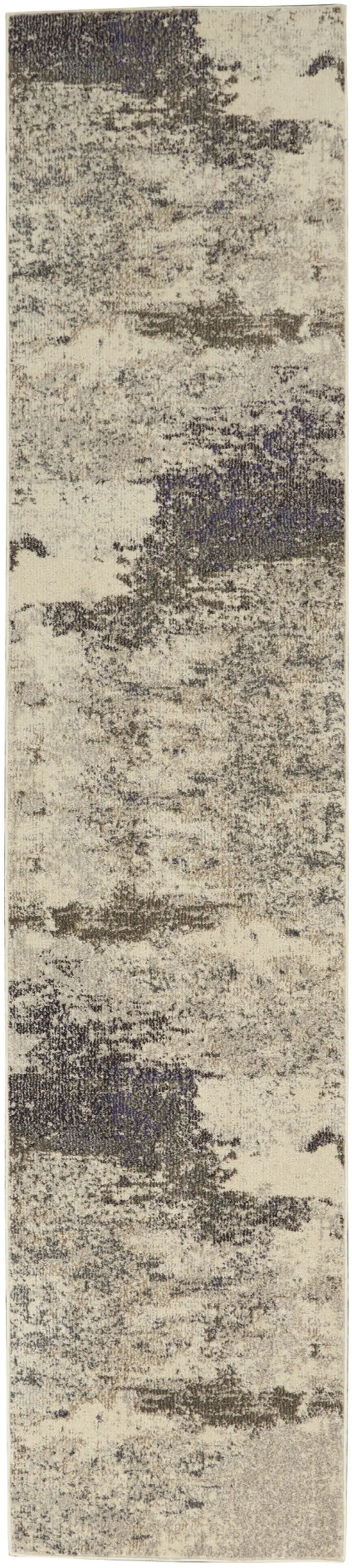 2' X 6' Ivory And Grey Abstract Power Loom Non Skid Runner Rug Photo 1