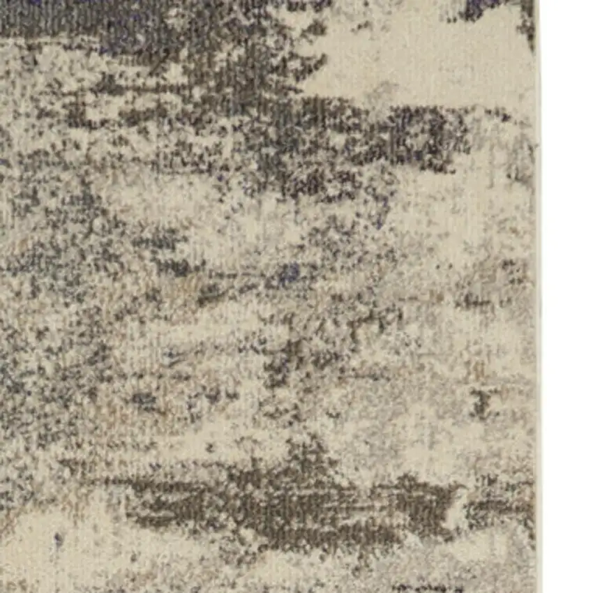 2' X 6' Ivory And Grey Abstract Power Loom Non Skid Runner Rug Photo 2