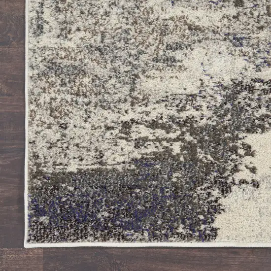 2' X 6' Ivory And Grey Abstract Power Loom Non Skid Runner Rug Photo 9