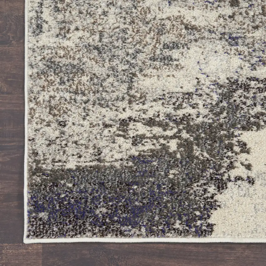 2' X 6' Ivory And Grey Abstract Power Loom Non Skid Runner Rug Photo 9