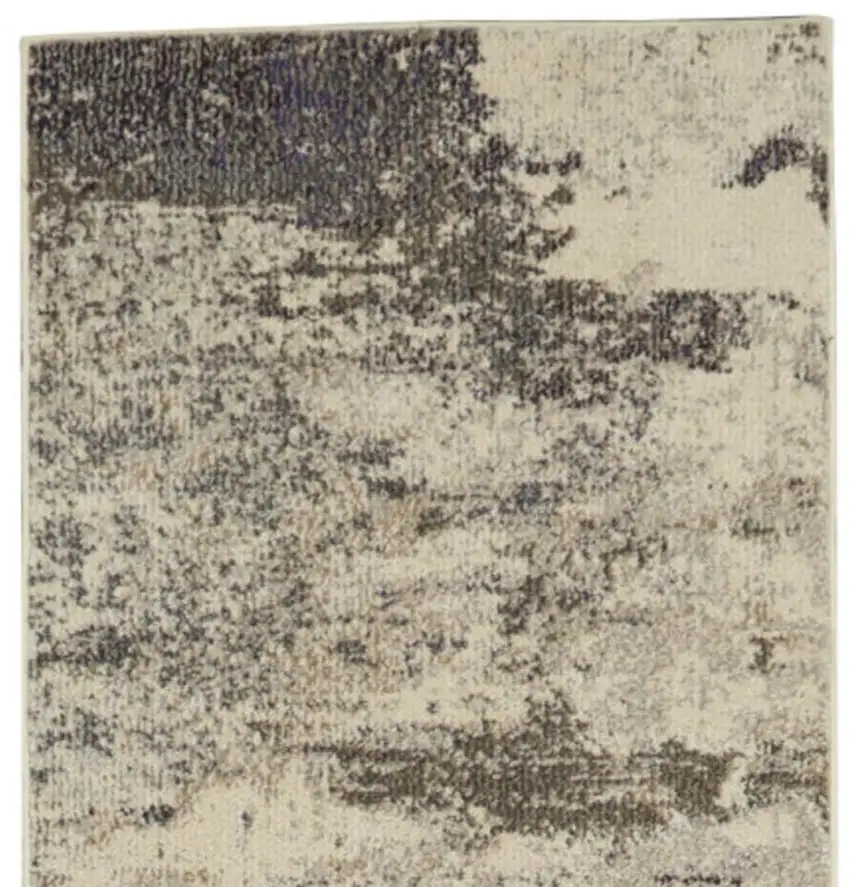 2' X 8' Ivory And Grey Abstract Power Loom Non Skid Runner Rug Photo 2