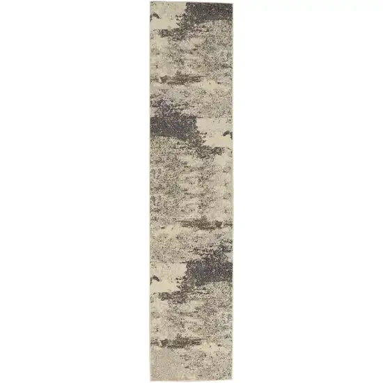 2' X 8' Ivory And Grey Abstract Power Loom Non Skid Runner Rug Photo 1