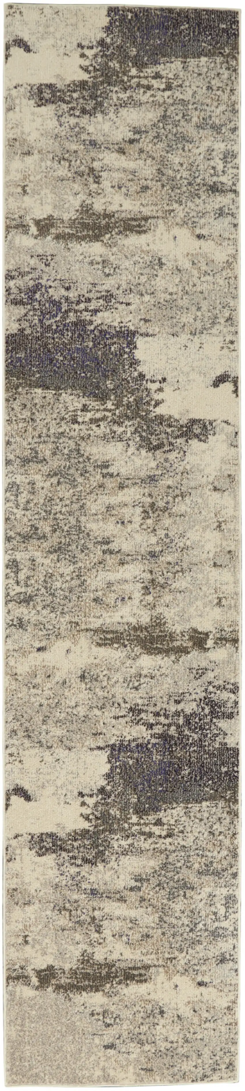 2' X 8' Ivory And Grey Abstract Power Loom Non Skid Runner Rug Photo 1