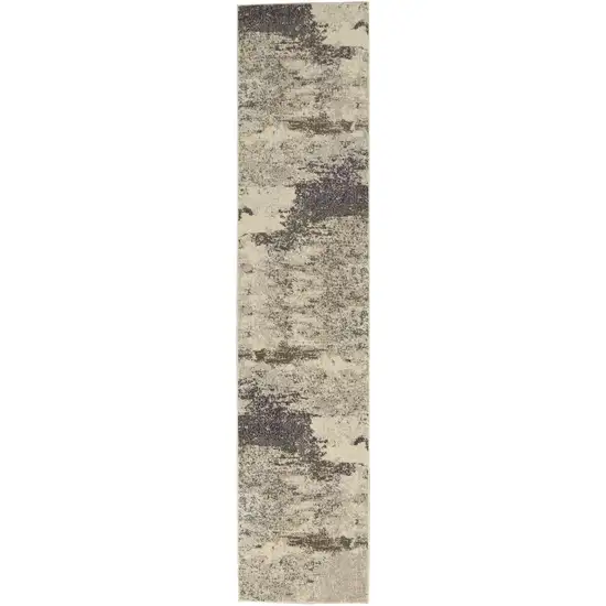 2' X 8' Ivory And Grey Abstract Power Loom Non Skid Runner Rug Photo 4