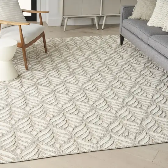 Ivory And Grey Floral Stain Resistant Non Skid Area Rug Photo 6