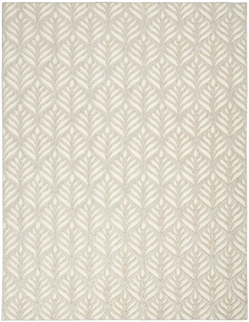 Ivory And Grey Floral Stain Resistant Non Skid Area Rug Photo 2
