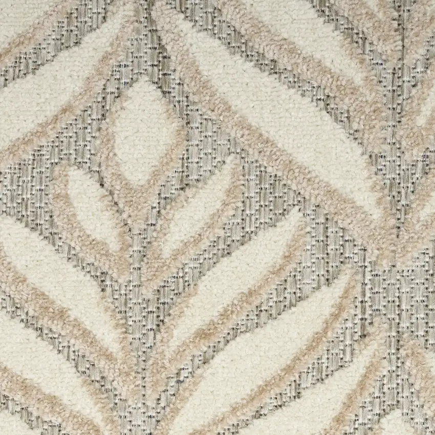 Ivory And Grey Floral Stain Resistant Non Skid Area Rug Photo 9