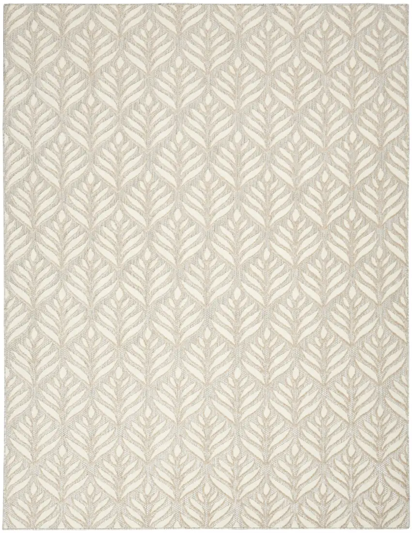 Ivory And Grey Floral Stain Resistant Non Skid Area Rug Photo 1