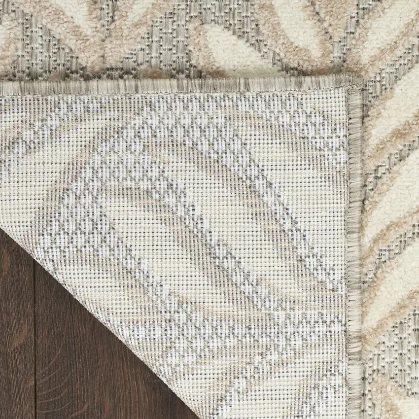 Ivory and Gray Floral Non Skid Indoor Outdoor Area Rug Photo 7