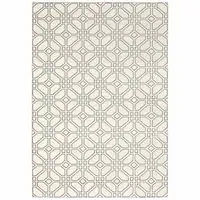 Photo of Ivory And Grey Geometric Power Loom Stain Resistant Area Rug