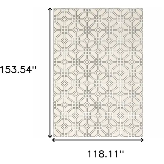 Ivory And Grey Geometric Power Loom Stain Resistant Area Rug Photo 3