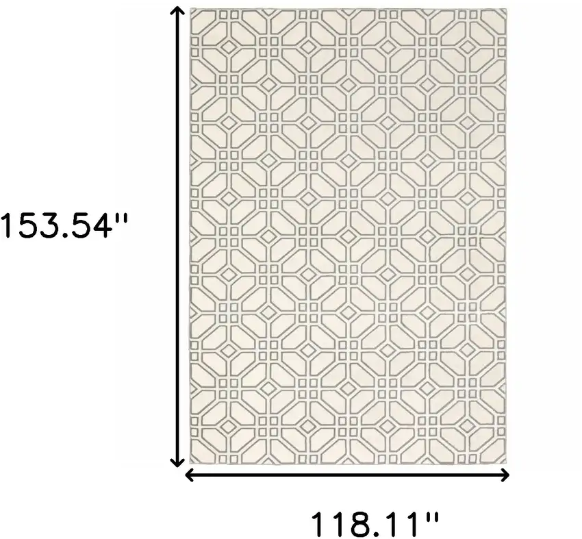 Ivory And Grey Geometric Power Loom Stain Resistant Area Rug Photo 3
