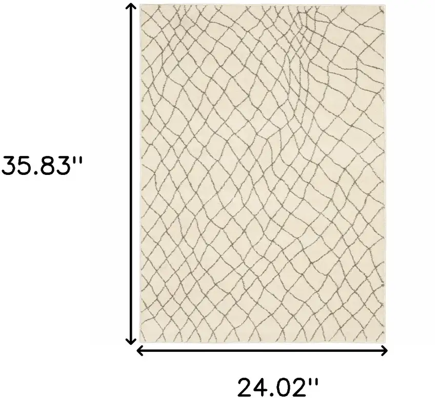 Ivory And Grey Geometric Power Loom Stain Resistant Area Rug Photo 10