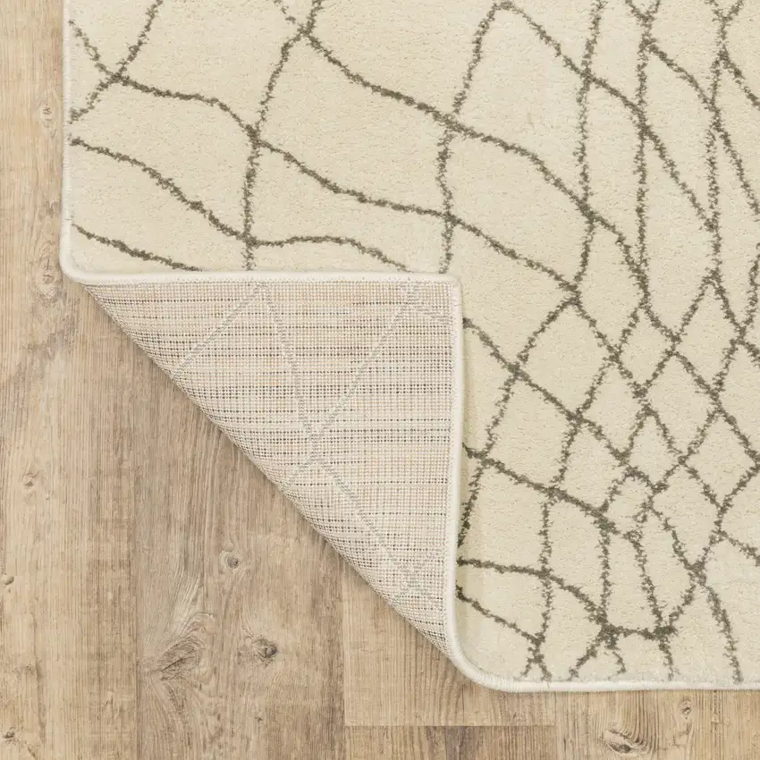 Ivory And Grey Geometric Power Loom Stain Resistant Area Rug Photo 6