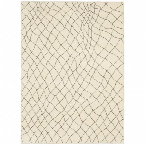 Ivory And Grey Geometric Power Loom Stain Resistant Area Rug Photo 2