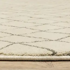 Photo of Ivory And Grey Geometric Power Loom Stain Resistant Area Rug