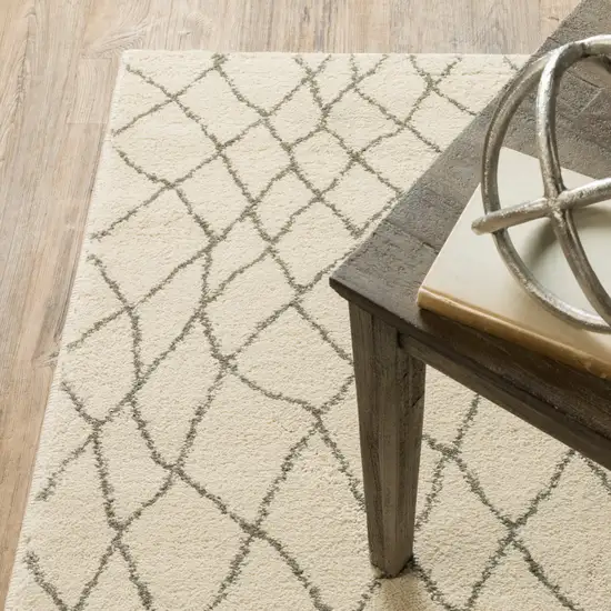 Ivory And Grey Geometric Power Loom Stain Resistant Area Rug Photo 6