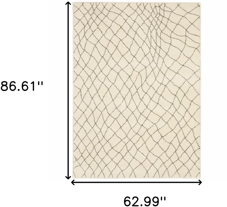 Ivory And Grey Geometric Power Loom Stain Resistant Area Rug Photo 4