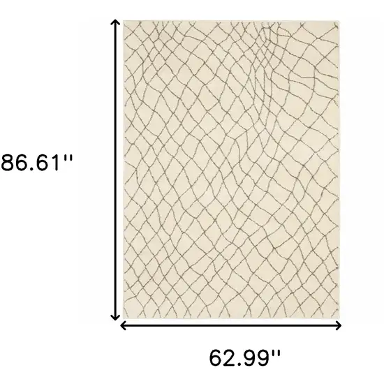 Ivory And Grey Geometric Power Loom Stain Resistant Area Rug Photo 3