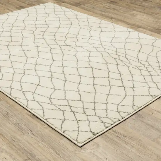 Ivory And Grey Geometric Power Loom Stain Resistant Area Rug Photo 5