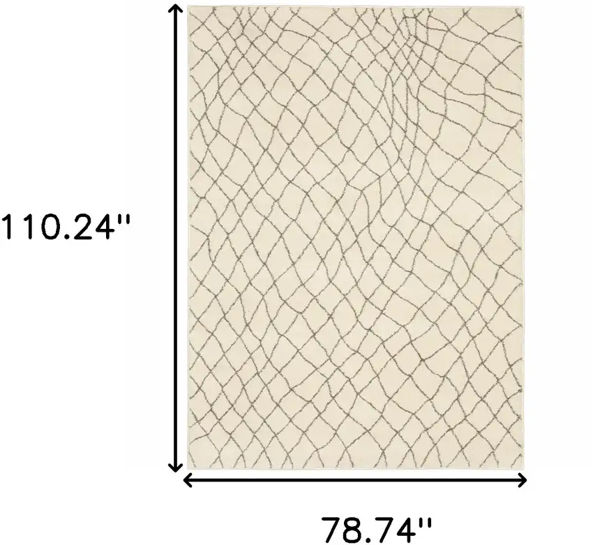 Ivory And Grey Geometric Power Loom Stain Resistant Area Rug Photo 10