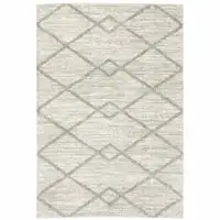 Photo of Ivory And Grey Geometric Shag Power Loom Stain Resistant Area Rug