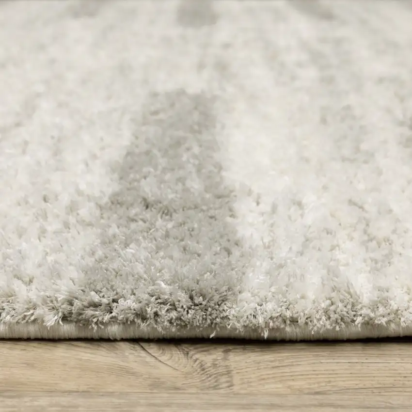 6' X 9' Ivory And Grey Geometric Shag Power Loom Stain Resistant Area Rug Photo 7