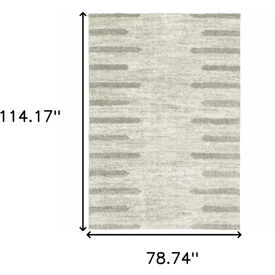 6' X 9' Ivory And Grey Geometric Shag Power Loom Stain Resistant Area Rug Photo 3