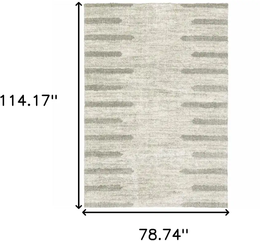 6' X 9' Ivory And Grey Geometric Shag Power Loom Stain Resistant Area Rug Photo 3