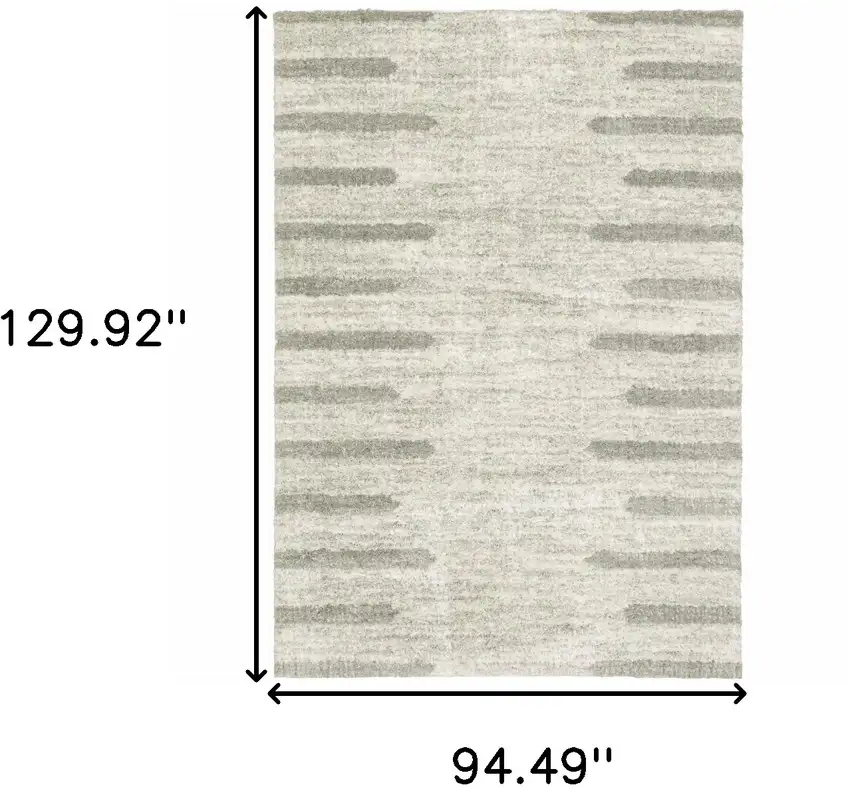 Gray and Ivory Geometric Shag Power Loom Area Rug Photo 3