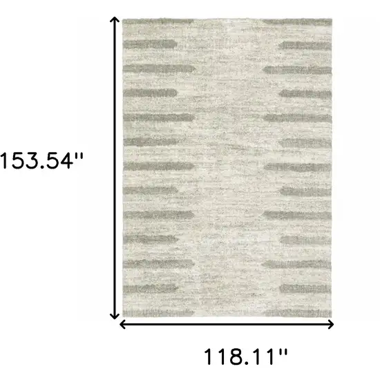 Ivory And Grey Geometric Shag Power Loom Stain Resistant Area Rug Photo 3