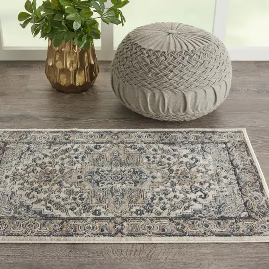 Ivory And Grey Oriental Non Skid Area Rug Photo 3
