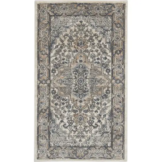 Ivory And Grey Oriental Non Skid Area Rug Photo 9