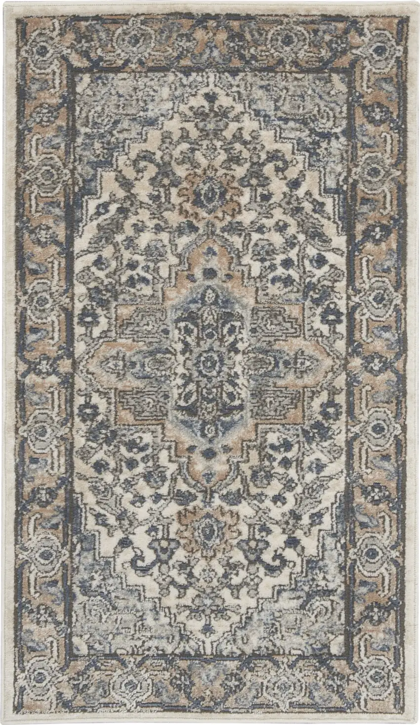 Ivory And Grey Oriental Non Skid Area Rug Photo 9