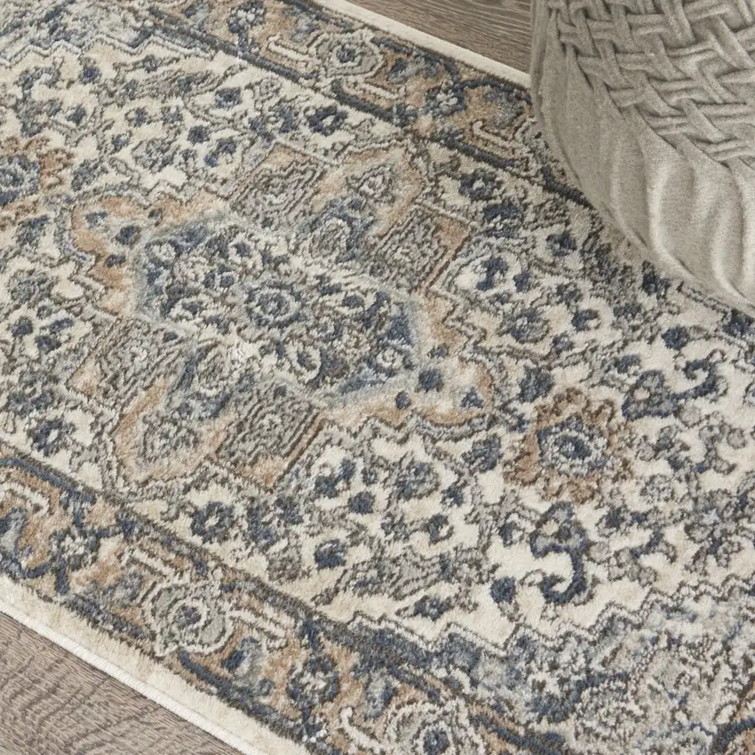 Ivory And Grey Oriental Non Skid Area Rug Photo 8