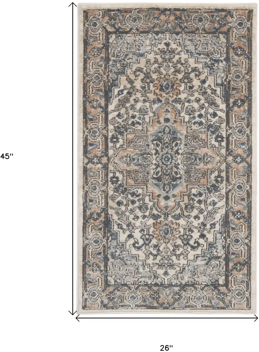 Ivory And Grey Oriental Non Skid Area Rug Photo 6