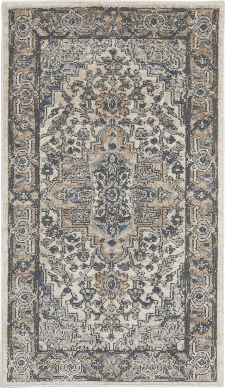 Ivory And Grey Oriental Non Skid Area Rug Photo 5