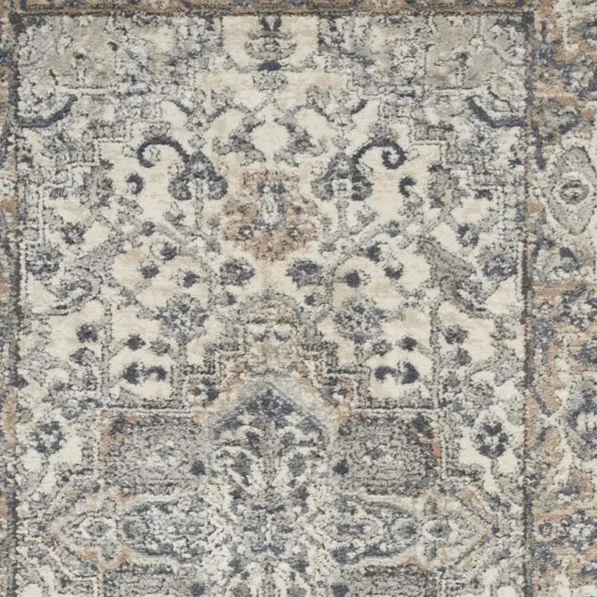 Ivory And Grey Oriental Power Loom Non Skid Area Rug Photo 7