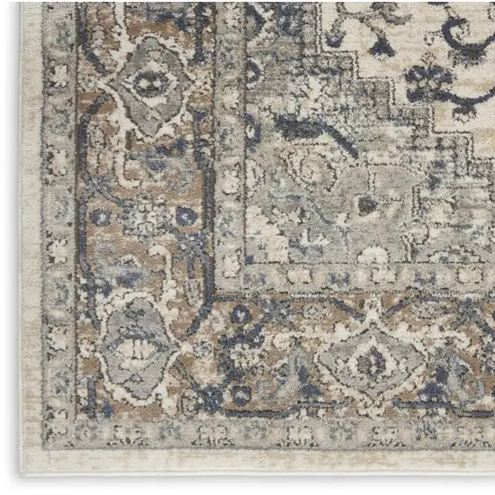 Ivory And Grey Oriental Power Loom Non Skid Area Rug Photo 9