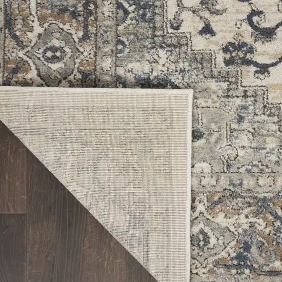 Ivory And Grey Oriental Power Loom Non Skid Area Rug Photo 8
