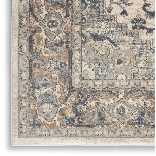Ivory And Grey Oriental Power Loom Non Skid Area Rug Photo 1