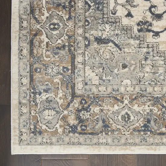 Ivory And Grey Oriental Power Loom Non Skid Area Rug Photo 7