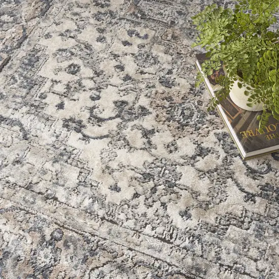 Ivory And Grey Oriental Power Loom Non Skid Area Rug Photo 8