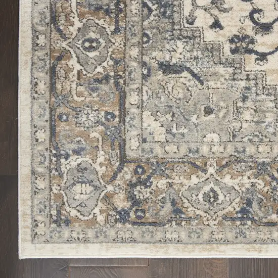 Ivory And Grey Oriental Power Loom Non Skid Area Rug Photo 9