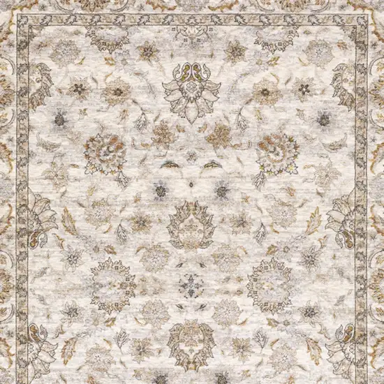 Ivory And Grey Oriental Power Loom Stain Resistant Area Rug With Fringe Photo 6